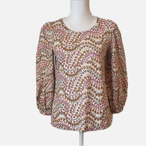 Loft Garden Shimmer Tie Back Mixed Media Top Size XS NWT